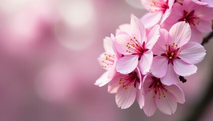 Fototapeta premium Delicate pink sakura blossoms, full bloom, soft petals, cherry blossom, cherry