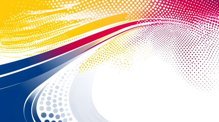 Fototapeta premium Abstract Colorful Swirl Background Design with Dynamic Lines and Halftone Dots