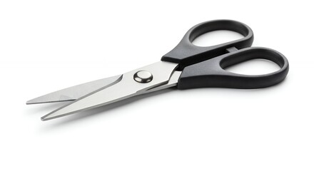 Black and silver kitchen shears on white background