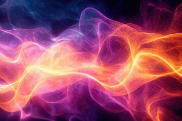 Obraz premium Abstract swirling waves of vibrant pink, orange, and purple hues create a mesmerizing and energetic visual experience.