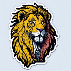 Detective Lion Sticker. Generative AI