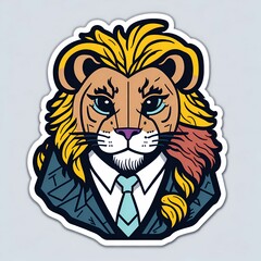Detective Lion Sticker. Generative AI