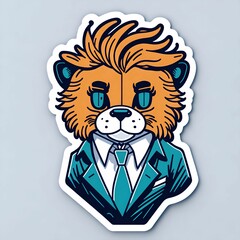 Detective Lion Sticker. Generative AI