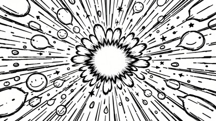 Dynamic explosion of smiles and expressions abstract graphic design creative concept art whimsical environment bold viewpoint digital illustration for engaging visual impact