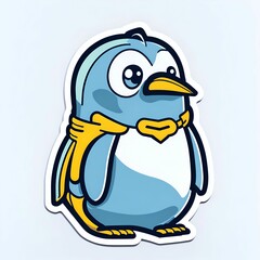 cute kawaii penguin sticker. Generative AI
