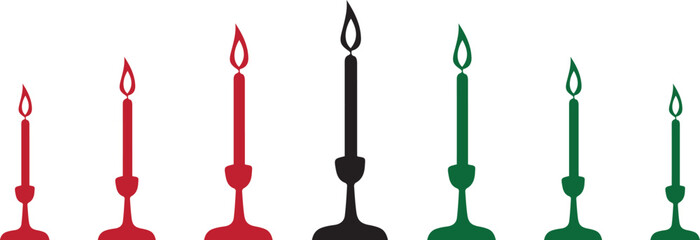 Vector Silhouette of Kwanzaa Kinara Candles in Red Black and Green for Celebration and Culture