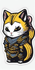 Samurai Cat sticker. Generative AI