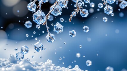 Melting ice crystals winter wonderland nature photography snowy landscape close-up view fragile beauty of nature's artistry