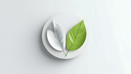 Minimalist Eco Leaf Design &ndash; Green & Silver Harmony