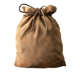 A brown bag with a rope tied around it