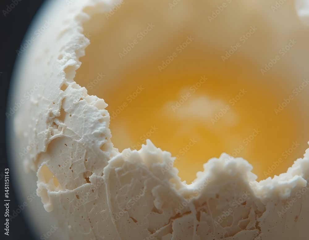 Aufkleber Broken Eggshell Macro Image, Delicate Cracks Exposed. Close-up View Of Shell Texture, Imperfect And Fragile. Reveals Inner Beauty. Organic Food Element.