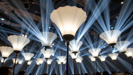 Illuminating event highlights spectacular light installation at conference venue captivating audience with stunning visuals and ambiance