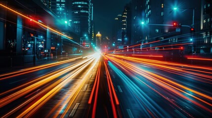 Obraz premium Night city lights blur motion