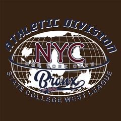 Athletic vector typography design featuring New York City and Brooklyn with bold sports styling, dynamic slogans, and motivational words that represent strength, discipline, and winning mindset.
