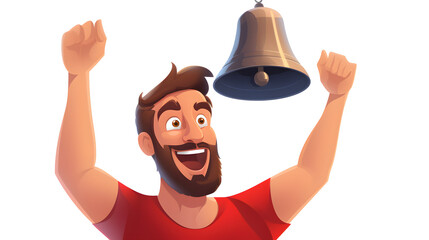 Professional Man Ringing Bell for Attention Symbol and Notification Concept