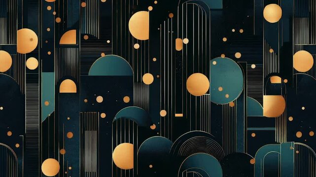 Geometric abstract pattern with dark teal and gold accents