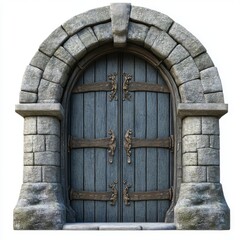 Medieval stone archway with wooden doors
