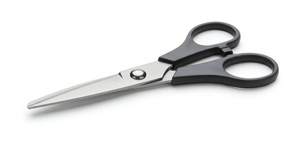 Black and gray scissors on white background