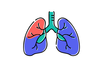 Fototapeta premium Colorful Human Lungs: A detailed illustration of human lungs, highlighting the essential organ and its respiratory function, creating a beautiful medical depiction.