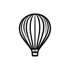 Fototapeta premium Simple Black Hot Air Balloon Icon Outline on Transparent Background