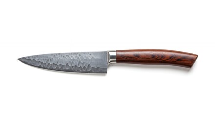 Damask steel knife with wooden handle