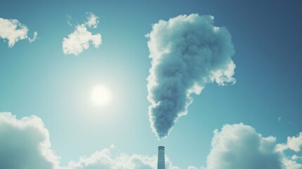Fototapeta premium Industrial smoke plume against a clear sky
