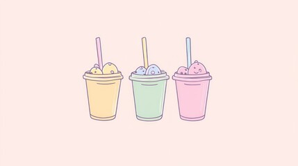 Pastel drinks in cups