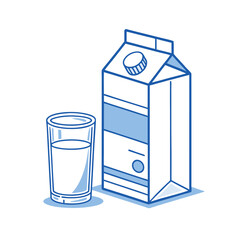 Milk Carton and Glass of Milk dairy Packaging vector art illustration 