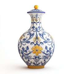 Ornate ceramic decorative vase with floral patterns