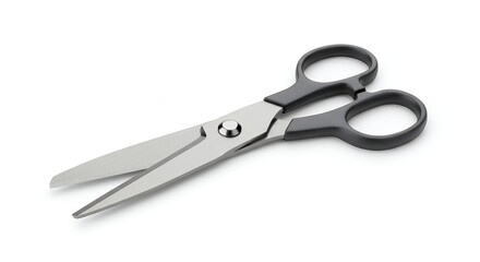 Pair of scissors on white background