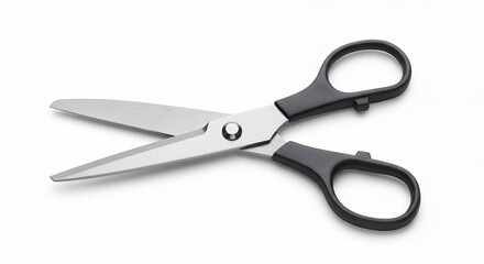 Pair of scissors on white background