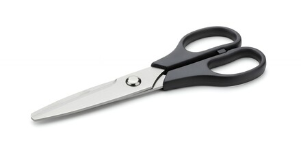 Scissors with black handles isolated on white background