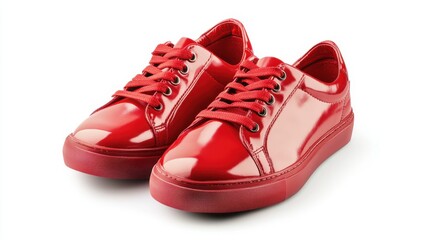 Red glossy athletic shoes