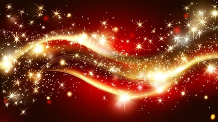 Sparkling Gold Stars on Red Background Graphic Design red and gold background
