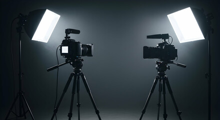 Professional photography setup with cameras and lighting equipment