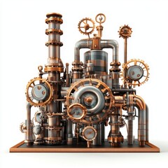 Steampunk factory machinery illustration