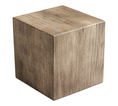 A wooden cube with a brown finish