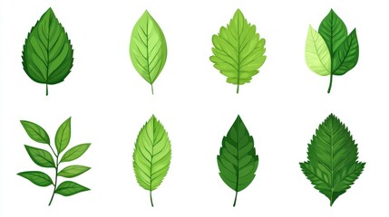 Colorful Leaf Collection on White