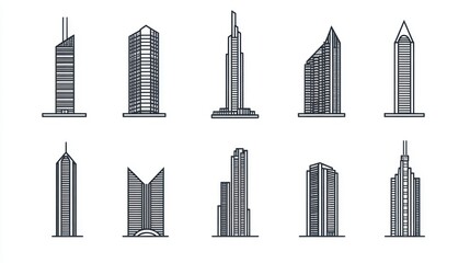 Cityscape skyline various skyscraper building architecture illustration design