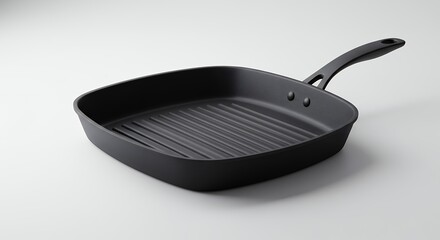 Black square grill pan isolated against white background