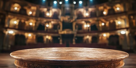 Obraz premium a wooden table on a stage in a theater 