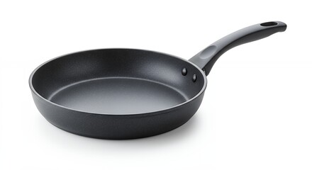 Dark gray frying pan isolated