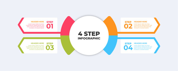 Four step infographic with colorful arrows.