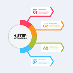 Four step infographic with colorful arrows.