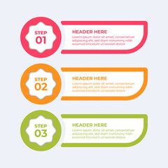 Three steps infographic with a lightbulb a checklist and gears.