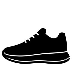 Stylish black sneaker, side view, vector illustration.  Clean, simple design perfect for logos, apps, or websites.