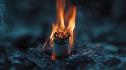 Burning Embers: A Close-Up of a Fiery Cylinder