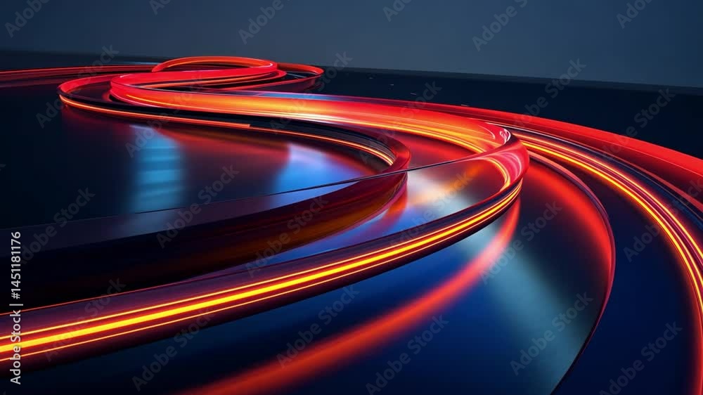 Poster dynamic abstract design flowing red and orange light lines create movement and energy with smooth cu