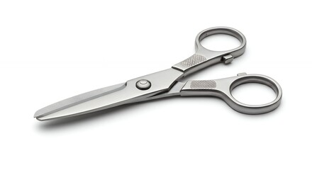 Metal scissors on white background