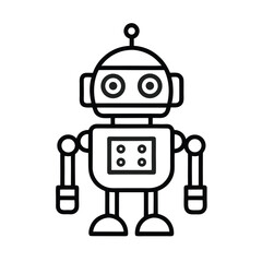 Minimal AI Robot Line Art Vector
